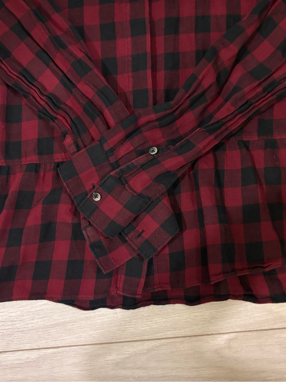 Madewell Red Check Plaid Lakeside Peplum Button Blouse Size Medium Linen Blend - Picture 4 of 4
